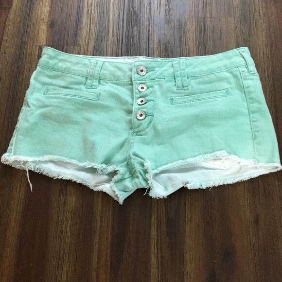 Bullhead Black Short Jean Cutoff Sea Green Shorts - Picture 1 of 4